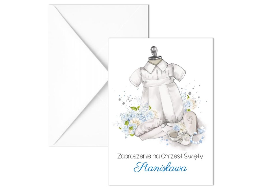 Zaproszenia na Chrzest do wypisania TWOJE IMIĘ chłopiec